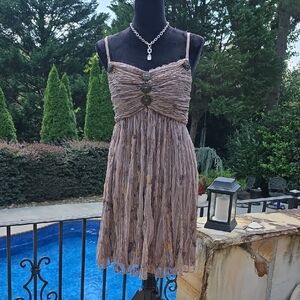 Boston Proper Ruched Brown Mini Dress